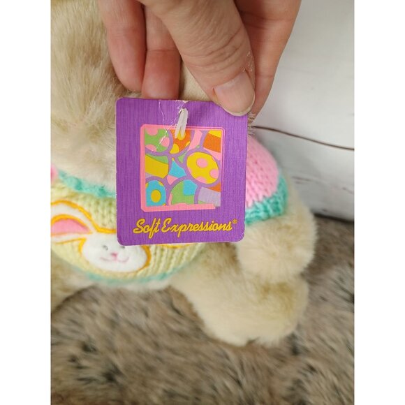 Soft Expressions Easter Bunny Plush‎ Toy With Knit Sweater - Picture 2 of 8